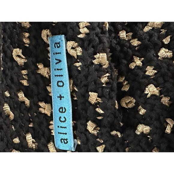 Alice+Olivia black/gold tweed sleeveless A-line textured knit mini dress Size XS - Picture 6 of 6